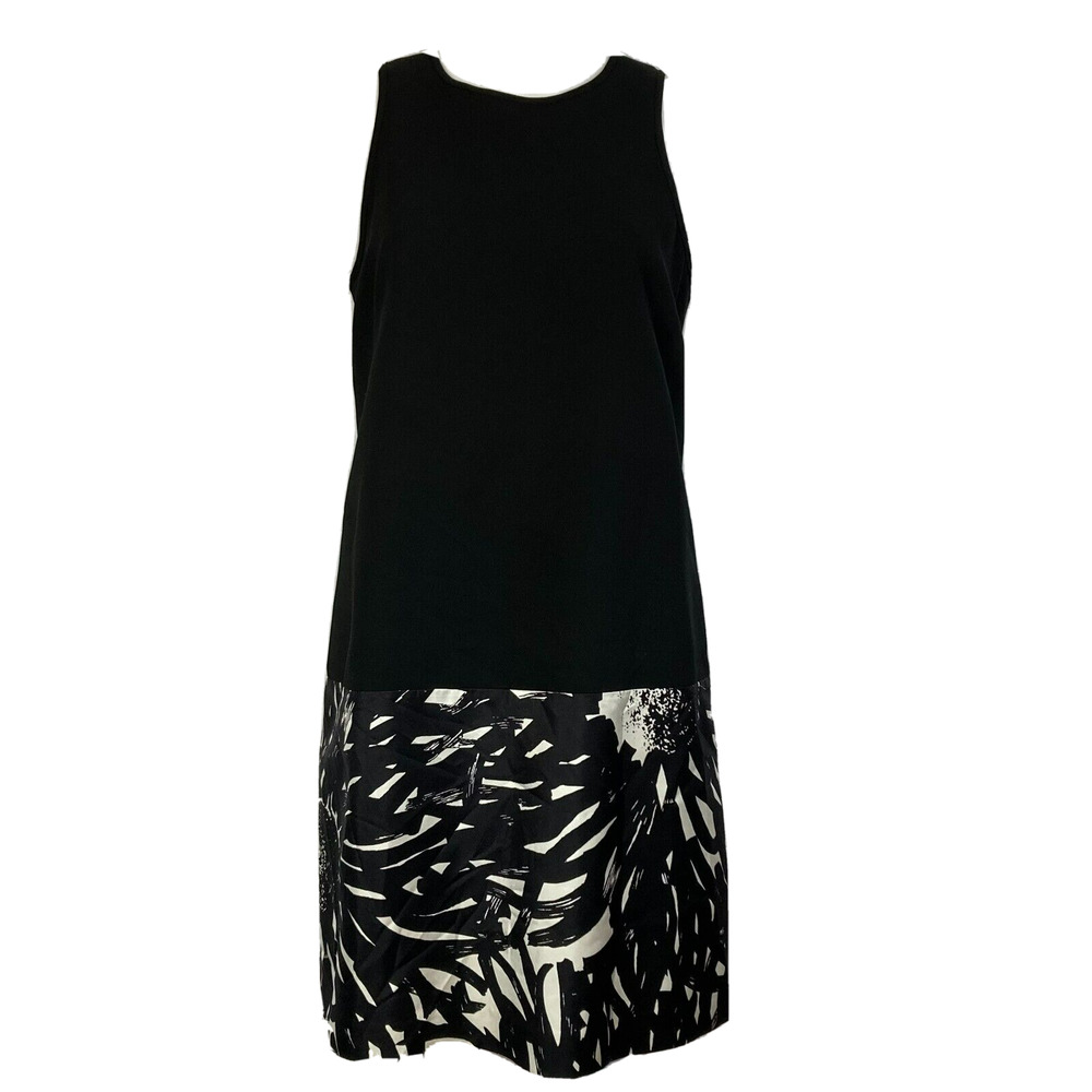 4C‎ Dress Womens Sz 8 Black White Floral Silk Blend Shift Sleeveless